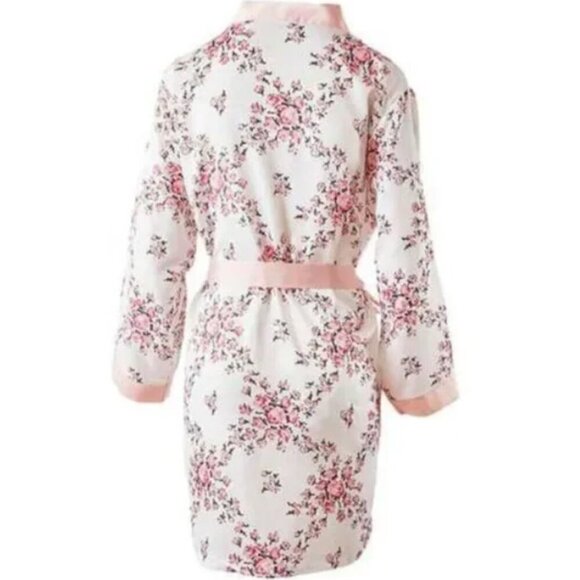 Morgan Lane Satin Allie Robe - White Floral - Plus - NWT - Picture 2 of 7